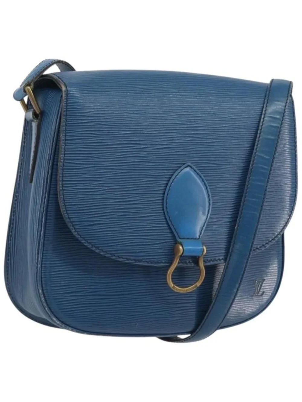 Authentic LOUIS VUITTON Epi Saint Cloud GM Shoulder Bag Blue M52195 LV